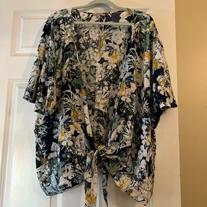 Women's Floral Print Kimono Cardigan Loose Cover Up Casual Blouse